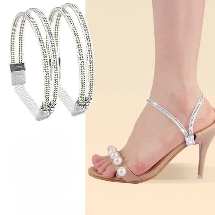 Anti-Slip Shoe Straps with Adjustable Fit, 13 Color Options Including Diamond, Mirror and Transparent Finishes