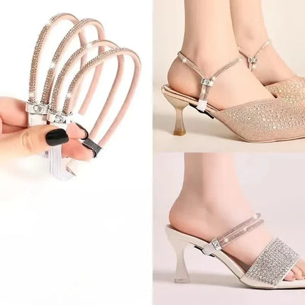 Anti-Slip Shoe Straps with Adjustable Fit, 13 Color Options Including Diamond, Mirror and Transparent Finishes