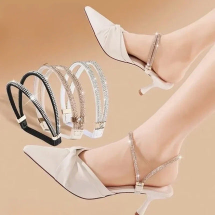 Anti-Slip Shoe Straps with Adjustable Fit, 13 Color Options Including Diamond, Mirror and Transparent Finishes