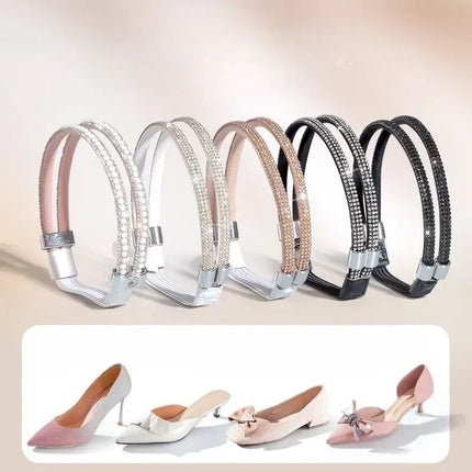 Anti-Slip Shoe Straps with Adjustable Fit, 13 Color Options Including Diamond, Mirror and Transparent Finishes