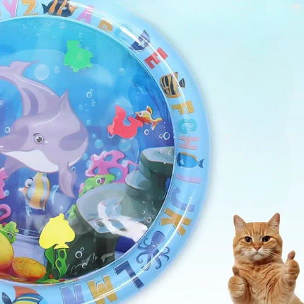 Interactive Cat Water Sensory Play Mat with Sealed Water Layer and Floating Fish, 2 Underwater Styles