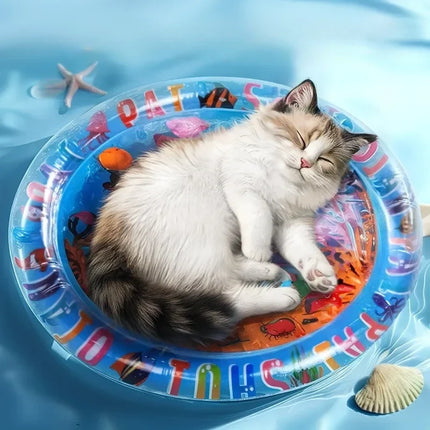 Interactive Cat Water Sensory Play Mat with Sealed Water Layer and Floating Fish, 2 Underwater Styles