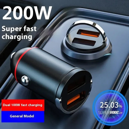 Dual Port Fast USB Car Charger, 100W Output, Flush Fit Design, 2 Connector Options for Phones and Tablets