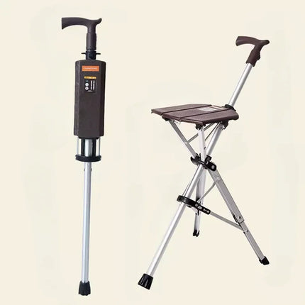 Folding Walking Cane with Built In Seat, Cane Stool for Standing in Queues, Travel and Outdoor Events, for Seniors