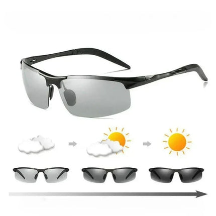 Photochromic Sunglasses, Polarized Color Changing Lenses with UV400 Protection, Anti Glare Driving Sunglasses, Black