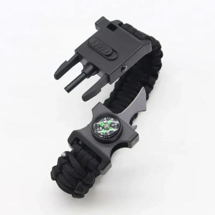 Tactical Survival Bracelet with Compass, LED Flashlight, Emergency Whistle and Flint Fire Starter, Camping Gear, 3 Colors