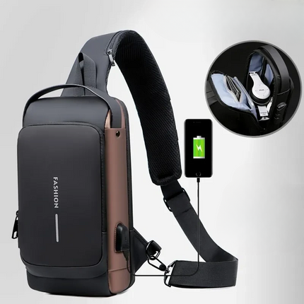 Anti-Theft Crossbody Backpack with RFID Protection, 4 Colors Including Light Brown, for Daily Carry and Weekend Trips