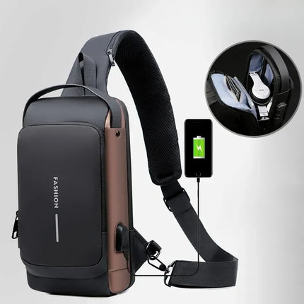 Anti-Theft Crossbody Backpack with RFID Protection, 4 Colors Including Light Brown, for Daily Carry and Weekend Trips