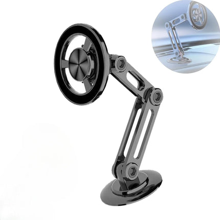 Magnetic Car Phone Holder with Adjustable Arm, Sets Phone Height and Angle for Following GPS at Eye Level