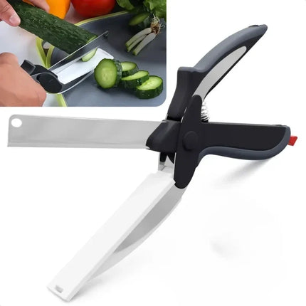 2-in-1 Cutting Board Scissors, Kitchen Shears with Slicing Surface for Vegetables, Bread and Meat, Cut Over the Plate