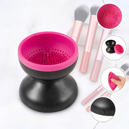 Automatic Makeup Brush Cleaner, Washes Cosmetic Brushes in Minutes and Lifts Leftover Product and Oils