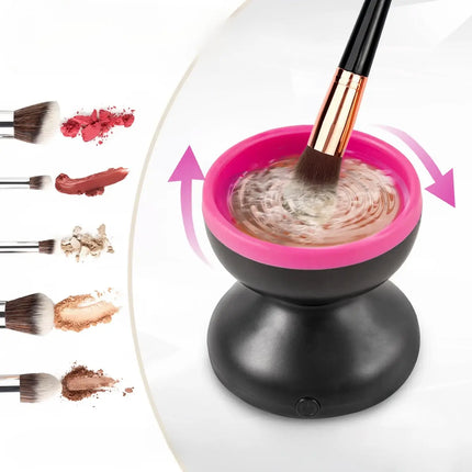 Automatic Makeup Brush Cleaner, Washes Cosmetic Brushes in Minutes and Lifts Leftover Product and Oils