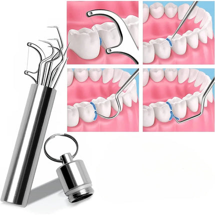 Dental Cleaning Kit, Stainless Steel Tool Set with Keychain Carry, Portable Oral Care Set for Travel