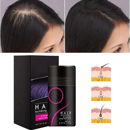 Hair Building Fibres Powder for Thinning Hair, 9 Shades Sweat Resistant Grey Root Touch Up Concealer