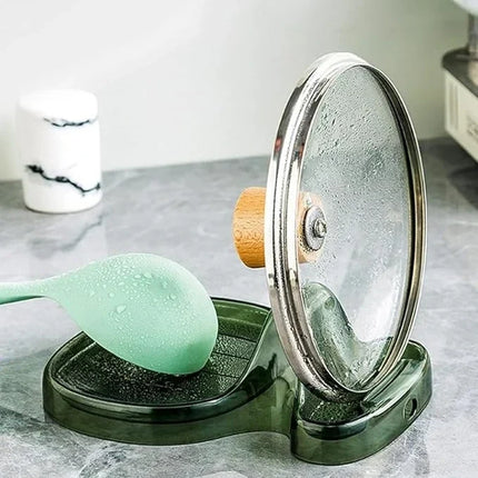 Kitchen Utensil Holder and Pot Lid Rack, Countertop Spoon Rest Stand for Spatulas and Lids