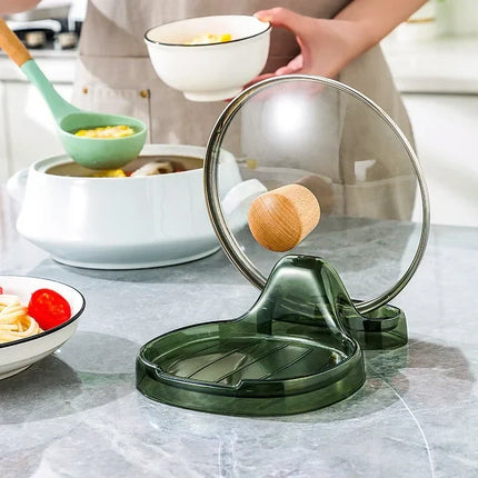 Kitchen Utensil Holder and Pot Lid Rack, Countertop Spoon Rest Stand for Spatulas and Lids
