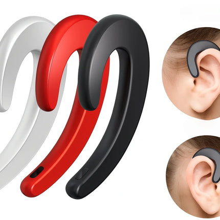 Bone Conduction Bluetooth Headset, Open-Ear Lightweight Headphones with One-Touch Hands-Free Calling, Black or Red
