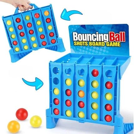 Light-Up Bounce Ball Game, Connect Four Balls in a Row on the Top Tray, Reflex Party Game for Family Nights