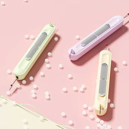 2-in-1 Needle Threader and Seam Ripper Tool, Automatic Thread Pull, Protective Blade Cover, Hand Sewing Aid