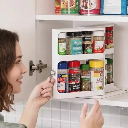 Rotating Storage Rack Organizer with Adjustable Shelves | Space-Saving Solution for Easy Access