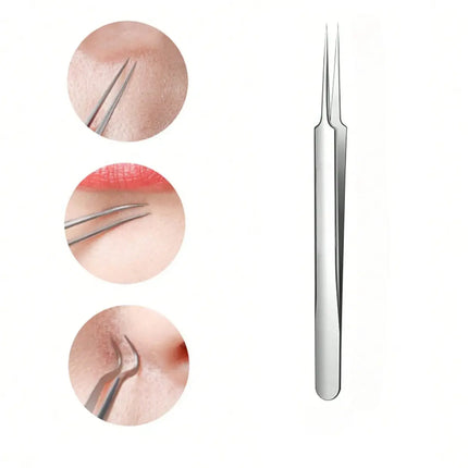 Blackhead Extractor Tool Kit, Stainless Steel Comedone Tweezers Set with Ultra-Fine Tips for At-Home Blemish Removal