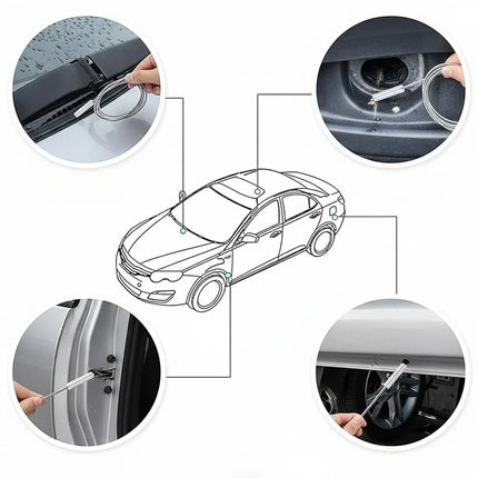 Flexible Drain Cleaning Brush, Long Bristle Drain Snake for Car Drain Holes, Sinks and Fridge Drains