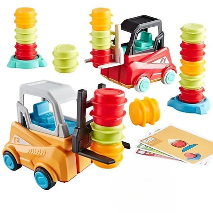 Forklift Tower Stacking Game with Miniature Forklifts and Colorful Stacking Pieces for Family Game Night