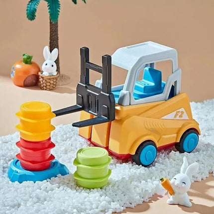 Forklift Tower Stacking Game with Miniature Forklifts and Colorful Stacking Pieces for Family Game Night