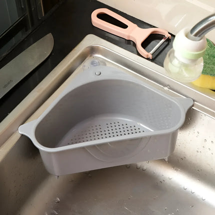 Sink Corner Drain Basket, Kitchen Sponge Holder and Produce Rinse Basket with Built In Drainage Holes