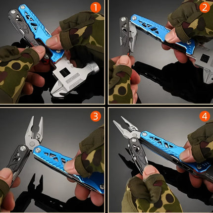18-in-1 Hammer Multitool with Belt Sheath, Compact Tool with Screwdrivers and Bottle Opener for Home Repairs, Camping