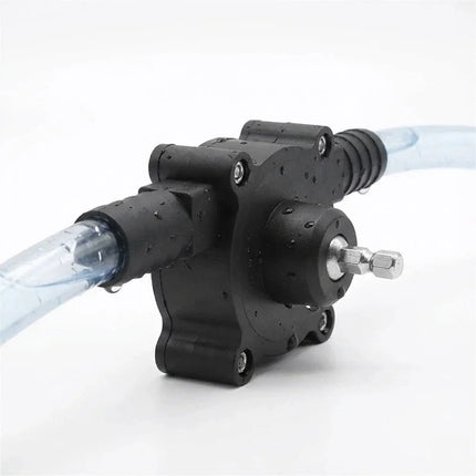 Drill Powered Water Pump Attachment, Portable Transfer Pump with Hose Connections for Ponds and Tanks