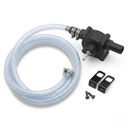 Drill Powered Water Pump Attachment, Portable Transfer Pump with Hose Connections for Ponds and Tanks