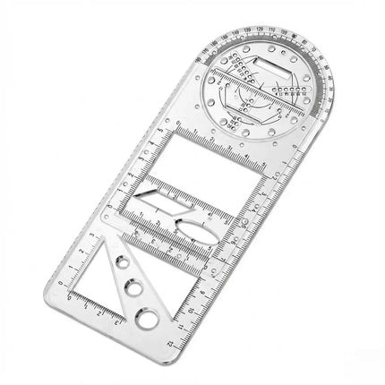 Geometry Ruler with Rotating Angle Lock Protractor and Triangle, 3 in 1 Math Drawing Tool for School Students, Transparent and Blue