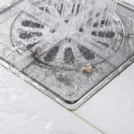 Drain Hair Catcher Stickers 50 Pack, Disposable Adhesive Mesh Drain Covers for Shower, Bathroom and Kitchen Sink