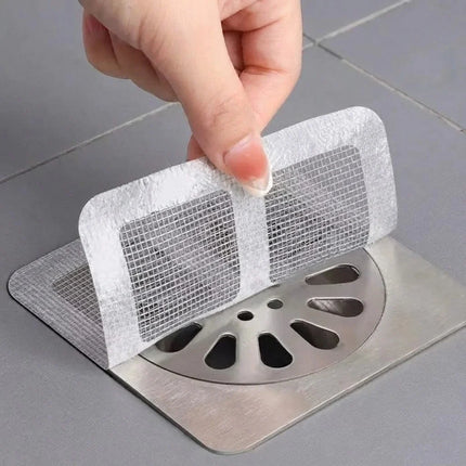 Drain Hair Catcher Stickers 50 Pack, Disposable Adhesive Mesh Drain Covers for Shower, Bathroom and Kitchen Sink