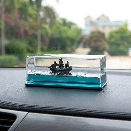 Unsinkable Pirate Ship Ornament - Self-Righting Liquid Wave Decor