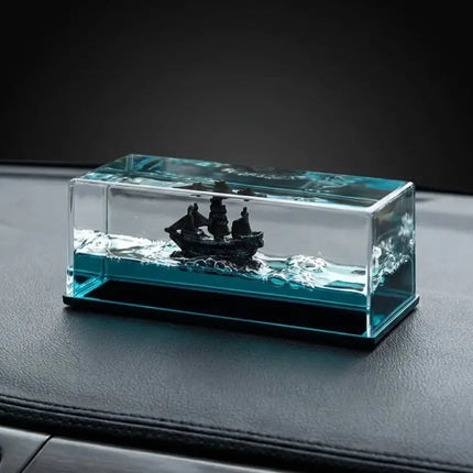 Unsinkable Pirate Ship Ornament - Self-Righting Liquid Wave Decor