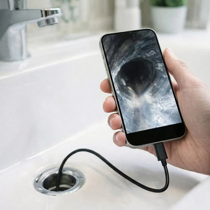 Endoscope Inspection Camera with Flexible Cable and Built In Dimmable LED Light for Drains, Walls and Vents