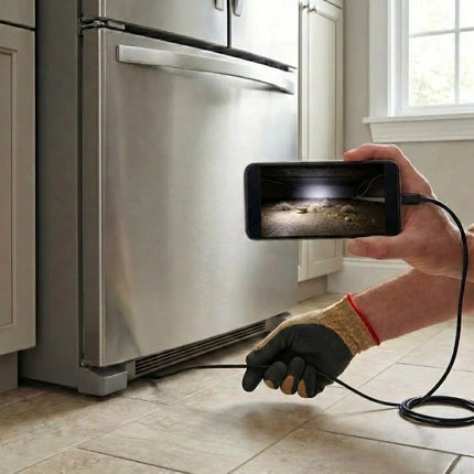 Endoscope Inspection Camera with Flexible Cable and Built In Dimmable LED Light for Drains, Walls and Vents