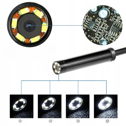 Endoscope Inspection Camera with Flexible Cable and Built In Dimmable LED Light for Drains, Walls and Vents
