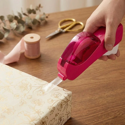 Handheld Automatic Tape Dispenser with Trigger Cut and Guide Rail, One Hand Packing and Gift Wrap Tool, Pink or Purple