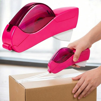 Handheld Automatic Tape Dispenser with Trigger Cut and Guide Rail, One Hand Packing and Gift Wrap Tool, Pink or Purple