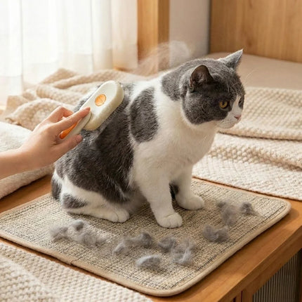 Pet Grooming Steam Brush with Adjustable Heat, 3-in-1 Warm Mist Brush for Cats and Dogs to Clean and De-Shed