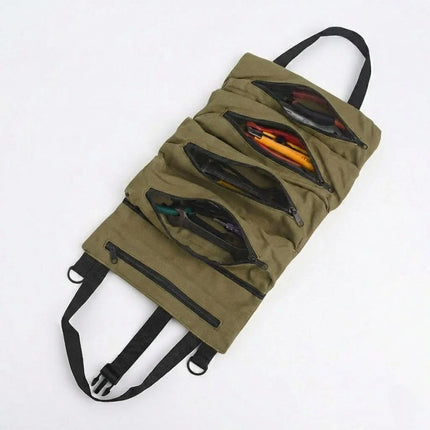 Roll-Up Tool Organizer Bag with Multiple Pockets | Durable Storage Solution for Easy Access and Transport