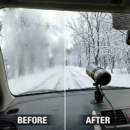 Car Windshield Defroster Fan 12 Volt with 360 Degree Rotating Suction Mount, Plug In Warm Air Heater for Frost