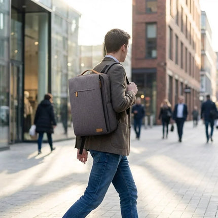 Business Casual Backpack with Multiple Compartments, Everyday Bag in Light Gray, Light Beige, Burgundy or Dark Gray