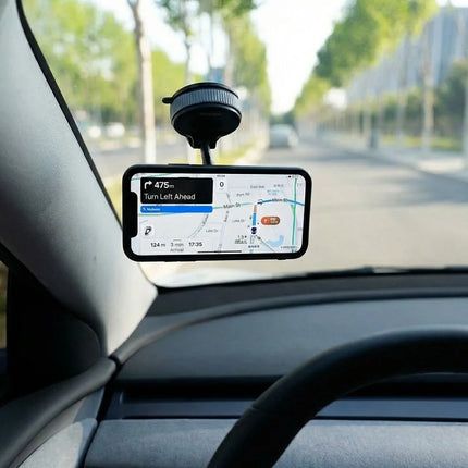 Magnetic Car Phone Holder for Navigation, Twist-Lock Vacuum Suction Base with 360 Degree Rotating Dashboard Mount