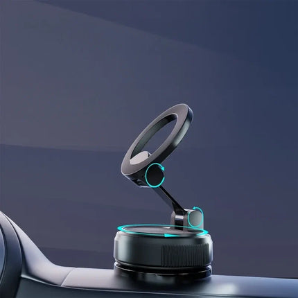 Magnetic Car Phone Holder for Navigation, Twist-Lock Vacuum Suction Base with 360 Degree Rotating Dashboard Mount