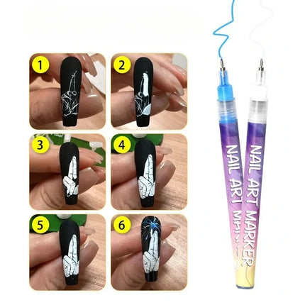Nail Art Pen Set with 12 Colors and Fine Tip for DIY Manicure Designs at Home for Beginners