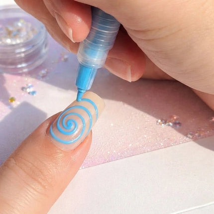 Nail Art Pen Set with 12 Colors and Fine Tip for DIY Manicure Designs at Home for Beginners